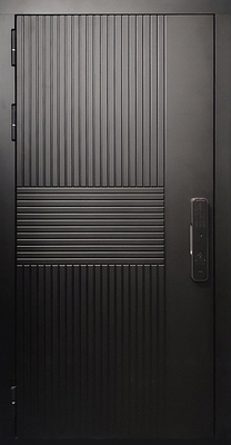 Входная дверь с окрашенными плитами МДФ и замком электронного типа Входная дверь с окрашенными плитами МДФ и замком электронного типа