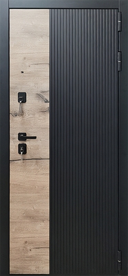 Стальная квартирная дверь с комбинированным дизайном панелей МДФ Стальная квартирная дверь с комбинированным дизайном панелей МДФ