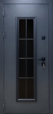 Стальная термодверь с тонированным стеклопакетом и полимерным окрашиванием «шелк» Стальная термодверь с тонированным стеклопакетом и полимерным окрашиванием «шелк»